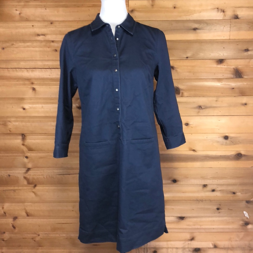 J Jill tunic shirt dress blue stretch 3/4 Sleeve